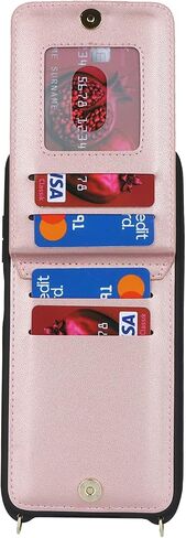 Jaorty for Samsung Galaxy A03s 5G Phone Case for Women with Card Holder,Galaxy A03s Case Wallet with Crossbody Lanyard Strap,Credit Card Slots Kickstand Case with Ring Holder,6.5 Inch,Rosegold in Saudi Arabia
