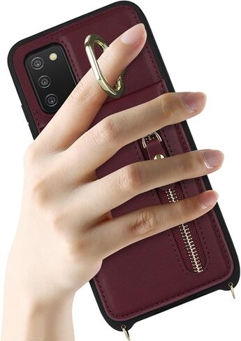 Jaorty for Samsung Galaxy A03s 5G Phone Case for Women with Card Holder,Galaxy A03s Case Wallet with Crossbody Lanyard Strap,Credit Card Slots Kickstand Case with Ring Holder,6.5 Inch,Rosegold in Saudi Arabia