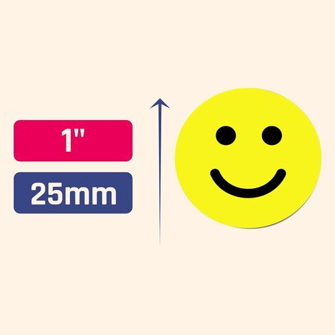 600 عبوة، ملصقات وجه مبتسمة Happy Smile مقاس 1 بوصة، أصفر in Kuwait