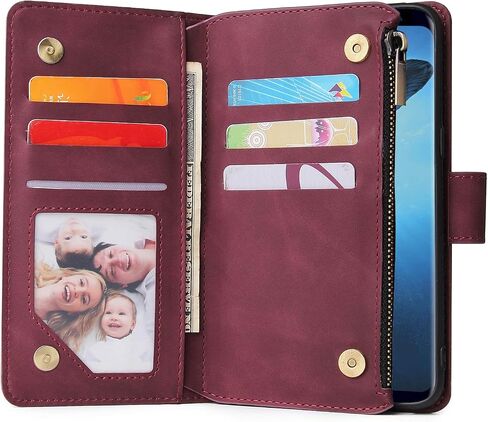 حافظة LBYZCASE لهاتف Galaxy S9، حافظة محفظة Samsung S9، غطاء هاتف جلدي قابل للطي فاخر [جيب بسحاب] [حزام المعصم] [مسند] [إغلاق مغناطيسي] لهاتف Samsung Galaxy S9-أزرق in Saudi Arabia