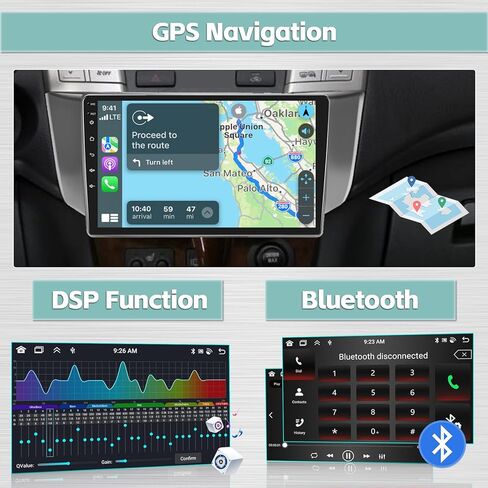 [4G+64G] ستيريو Hikity Android 13 لسيارة Lexus RX300 RX330 RX350 RX400H 2003-2009 مع تشغيل لاسلكي، شاشة لمس عالية الدقة 9 بوصة وراديو ملاحة GPS مع كاميرا احتياطية Android Auto WiFi in Saudi Arabia