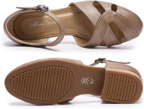 Mona flying Women Leather Tatianna Dress Sandals Closed Toe Low Heels Strappy Flats Summer Casual Shoes in Saudi Arabia