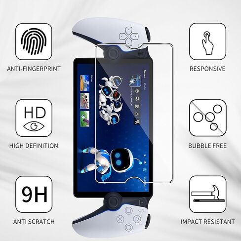 واقي شاشة مكون من قطعتين متوافق مع مشغل PlayStation Portal Remote Player، واقي زجاجي فائق الدقة بصلابة 9H سهل التركيب، مقاوم للخدش ومضاد لبصمات الأصابع شفاف كريستالي in Saudi Arabia