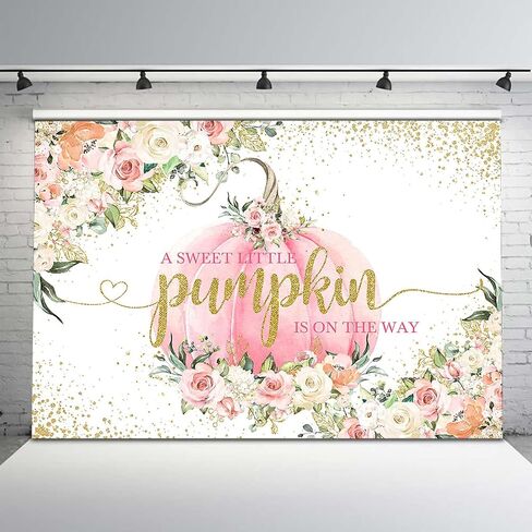 Avezano Pink Pumpkin Baby Shower Backdrop A Little Pumpkin is on The Way Fall Baby Shower Decorations Background Little Pumpkin Baby Shower Backdrops for Girls 7x5ft in Saudi Arabia