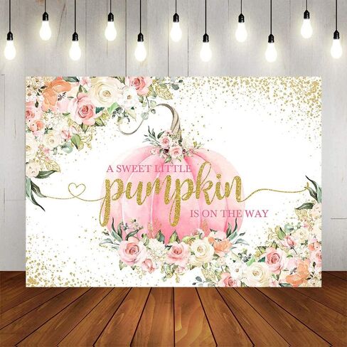 Avezano Pink Pumpkin Baby Shower Backdrop A Little Pumpkin is on The Way Fall Baby Shower Decorations Background Little Pumpkin Baby Shower Backdrops for Girls 7x5ft in Saudi Arabia