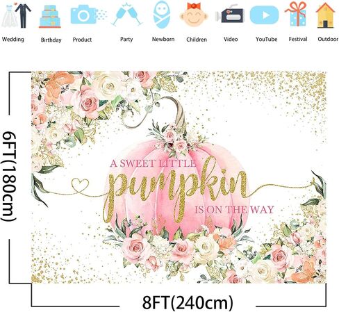 Avezano Pink Pumpkin Baby Shower Backdrop A Little Pumpkin is on The Way Fall Baby Shower Decorations Background Little Pumpkin Baby Shower Backdrops for Girls 7x5ft in Saudi Arabia