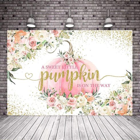 Avezano Pink Pumpkin Baby Shower Backdrop A Little Pumpkin is on The Way Fall Baby Shower Decorations Background Little Pumpkin Baby Shower Backdrops for Girls 7x5ft in Saudi Arabia