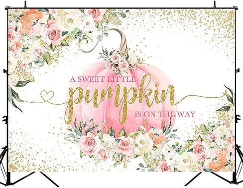 Avezano Pink Pumpkin Baby Shower Backdrop A Little Pumpkin is on The Way Fall Baby Shower Decorations Background Little Pumpkin Baby Shower Backdrops for Girls 7x5ft in Saudi Arabia