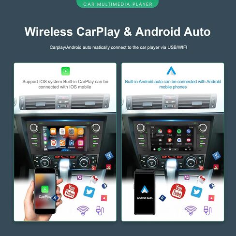 SIXTOP [2+64G] Android Car Stereo for BMW 3 Series E90 E91 E92 E93 2005-2012 with Carplay Android Auto Mirror Link 7 inch Touchscreen FM RDS HiFi Bluetooth WiFi GPS+Camera & MIC in Saudi Arabia