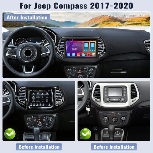 SIXWIN Android 13 ستيريو سيارة لسيارة Jeep Compass 2017-2020 10.1 بوصة تعمل باللمس 2G+32G CarPlay Android Auto Mirror Link مع بلوتوث GPS Navigation HiFi WiFi FM SWC كاميرا احتياطية MIC in Saudi Arabia