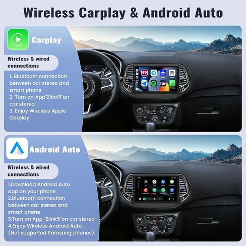 SIXWIN Android 13 ستيريو سيارة لسيارة Jeep Compass 2017-2020 10.1 بوصة تعمل باللمس 2G+32G CarPlay Android Auto Mirror Link مع بلوتوث GPS Navigation HiFi WiFi FM SWC كاميرا احتياطية MIC in Saudi Arabia