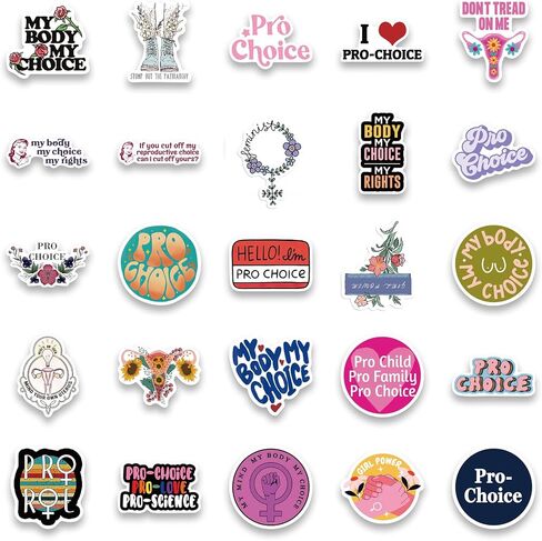 50 قطعة من ملصقات Pro Choice للنساء حقوق قتل الجنين من الفينيل/PVC لزجاجة المياه، القارورة المائية، الجيتار، الأمتعة، الهاتف، الحقيبة، الكمبيوتر المحمول، لوح التزلج، هدية للمراهقين (اختيار احترافي) in Kuwait