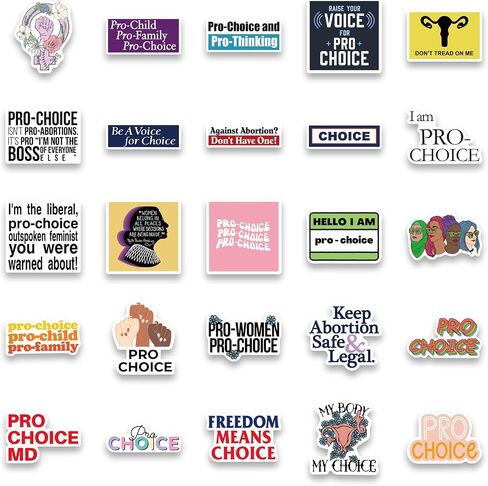 50 قطعة من ملصقات Pro Choice للنساء حقوق قتل الجنين من الفينيل/PVC لزجاجة المياه، القارورة المائية، الجيتار، الأمتعة، الهاتف، الحقيبة، الكمبيوتر المحمول، لوح التزلج، هدية للمراهقين (اختيار احترافي) in Kuwait