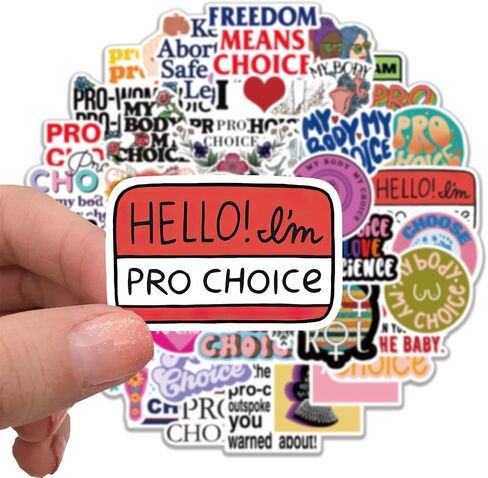 50 قطعة من ملصقات Pro Choice للنساء حقوق قتل الجنين من الفينيل/PVC لزجاجة المياه، القارورة المائية، الجيتار، الأمتعة، الهاتف، الحقيبة، الكمبيوتر المحمول، لوح التزلج، هدية للمراهقين (اختيار احترافي) in Kuwait