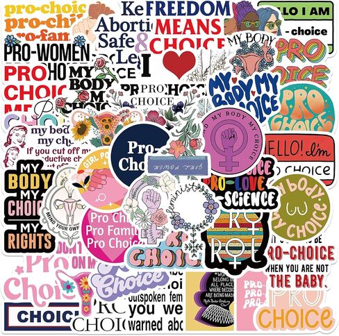 50 قطعة من ملصقات Pro Choice للنساء حقوق قتل الجنين من الفينيل/PVC لزجاجة المياه، القارورة المائية، الجيتار، الأمتعة، الهاتف، الحقيبة، الكمبيوتر المحمول، لوح التزلج، هدية للمراهقين (اختيار احترافي) in Kuwait