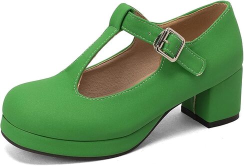 Low Chunky Heels for Women's T-Strap Round Toe Solid Mary Janes Pumps Wedding Dress Pumps in Saudi Arabia