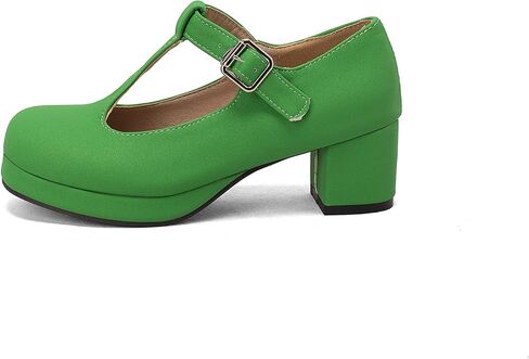 Low Chunky Heels for Women's T-Strap Round Toe Solid Mary Janes Pumps Wedding Dress Pumps in Saudi Arabia