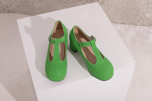 Low Chunky Heels for Women's T-Strap Round Toe Solid Mary Janes Pumps Wedding Dress Pumps in Saudi Arabia