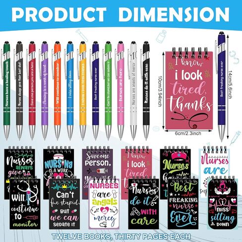 Spiareal 24 Pcs Nurse Appreciation Gifts Set Nurse Pens Nurse Notebooks Motivational Ballpoint Pens Inspirational Notepads Nurse Journal Ballpoint Pens for Women Nurses Office Gift Supplies (Nurses Do in Saudi Arabia