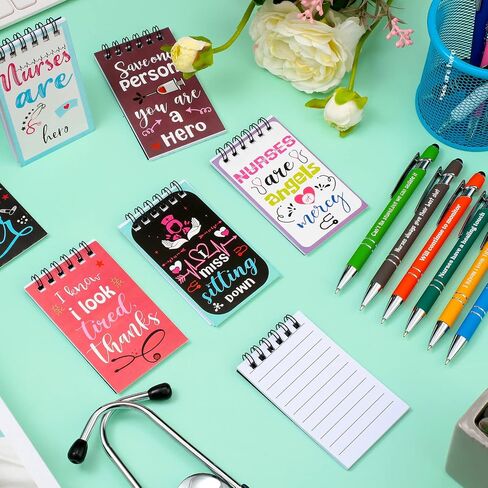 Spiareal 24 Pcs Nurse Appreciation Gifts Set Nurse Pens Nurse Notebooks Motivational Ballpoint Pens Inspirational Notepads Nurse Journal Ballpoint Pens for Women Nurses Office Gift Supplies (Nurses Do in Saudi Arabia