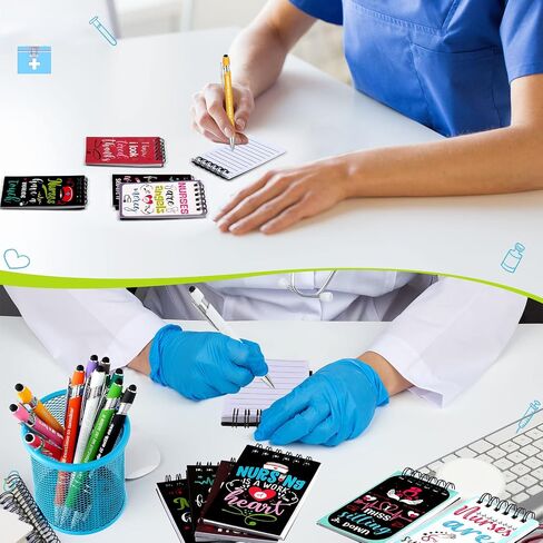 Spiareal 24 Pcs Nurse Appreciation Gifts Set Nurse Pens Nurse Notebooks Motivational Ballpoint Pens Inspirational Notepads Nurse Journal Ballpoint Pens for Women Nurses Office Gift Supplies (Nurses Do in Saudi Arabia