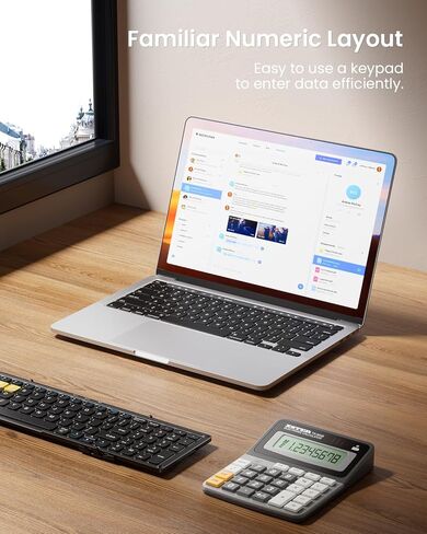 لوحة مفاتيح بلوتوث قابلة للطي، لوحة مفاتيح محمولة كاملة الحجم قابلة للطي مع لوحة مفاتيح رقمية، شاشة عرض البطارية ومفصلة قفل، لوحة مفاتيح لاسلكية للسفر للكمبيوتر اللوحي والهواتف الذكية وأجهزة الكمبيوتر المحمول Windows iOS Android in Kuwait