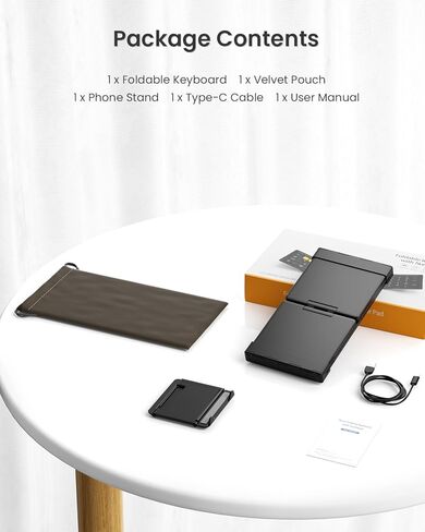 لوحة مفاتيح بلوتوث قابلة للطي، لوحة مفاتيح محمولة كاملة الحجم قابلة للطي مع لوحة مفاتيح رقمية، شاشة عرض البطارية ومفصلة قفل، لوحة مفاتيح لاسلكية للسفر للكمبيوتر اللوحي والهواتف الذكية وأجهزة الكمبيوتر المحمول Windows iOS Android in Kuwait