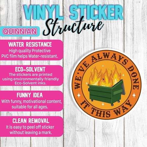Set 3Pcs We've Always Done It This Way Sticker Funny Dumpster Fire Mental Health Sticker Waterproof 3 Inches Die-Cut Vinyl Sticker for Hard Hat Water Bottle Phone Book Kindle Laptop Many Sizes in Kuwait