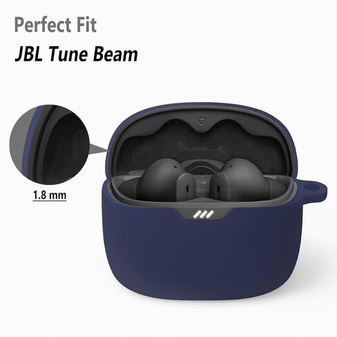 Geiomoo Silicone Case for JBL Tune Beam, Protective Cover with Carabiner (Black) in Saudi Arabia