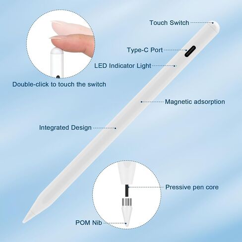 Stylus Pen for iOS/Android，Led Indicators，Tilt Sensitivity，Wide Compatibility Compatible for All iOS/Android/iPhone & Tablet(Suitable for capacitors Screen) in Saudi Arabia
