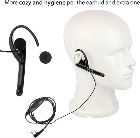 Retevis EEK011 سماعة أذن قابلة للدوران لجهاز Walkie Talkie، سلك واحد، لـ RT22 RT68 RT21 H-777 RT86 RT19 NR10، متوافقة مع راديو BAOFENG UV-5R pxton ثنائي الاتجاه، سماعة رأس لراديو ثنائي الاتجاه (حزمة واحدة) in Saudi Arabia