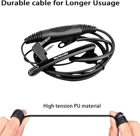 Retevis EEK011 سماعة أذن قابلة للدوران لجهاز Walkie Talkie، سلك واحد، لـ RT22 RT68 RT21 H-777 RT86 RT19 NR10، متوافقة مع راديو BAOFENG UV-5R pxton ثنائي الاتجاه، سماعة رأس لراديو ثنائي الاتجاه (حزمة واحدة) in Saudi Arabia