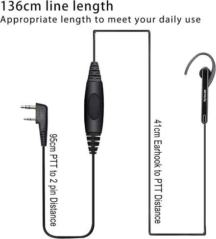 Retevis EEK011 سماعة أذن قابلة للدوران لجهاز Walkie Talkie، سلك واحد، لـ RT22 RT68 RT21 H-777 RT86 RT19 NR10، متوافقة مع راديو BAOFENG UV-5R pxton ثنائي الاتجاه، سماعة رأس لراديو ثنائي الاتجاه (حزمة واحدة) in Saudi Arabia