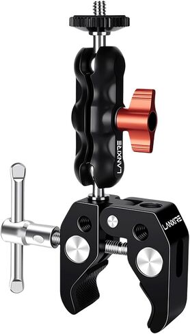Super Camera Clamp Mount with 1/4" Screw Double Ball Head Magic Arm - Fits for Camera, Monitor, LED Video Light, Flash, Microphone - 1/4" and 3/8" Threaded Holes in Saudi Arabia