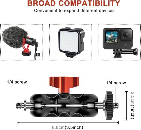Super Camera Clamp Mount with 1/4" Screw Double Ball Head Magic Arm - Fits for Camera, Monitor, LED Video Light, Flash, Microphone - 1/4" and 3/8" Threaded Holes in Saudi Arabia