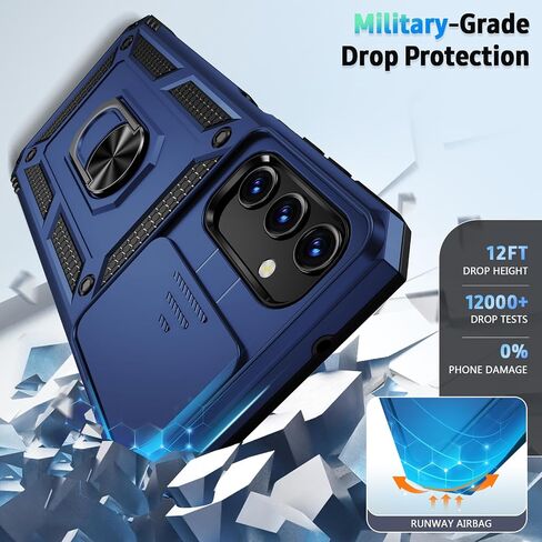 حافظة Weycolor لهاتف Samsung Galaxy A25 5G مع غطاء عدسة الكاميرا، وواقي شاشة عالي الدقة، حماية من السقوط بدرجة عسكرية 10 أقدام، حامل حلقي مغناطيسي، حافظة هاتف واقية لهاتف Galaxy A25 5G، أسود in Kuwait