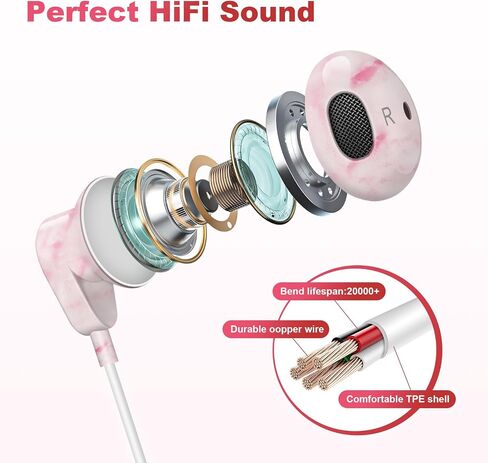 Wired Earbuds with Mic,HiFi Stereo Wired Headphones Colorful Wired Earphones for iPhone iPad iPod Touch Compatible with iPhone 14/13/12/11/XR/XS/X/8/7/SE,Supports All iOS Systems in Saudi Arabia