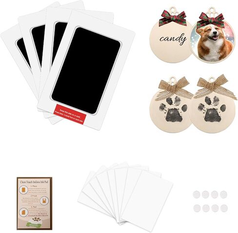 Dog Paw Print Kit - Dog Paw Print Wood Ornament Kit Large Ink Pad for Dog Paw Prints Impression Kit Paw Print Stamp Pad for Dog Nose Print Kit Keepsake Clean Touch Ink Pads Footprint Handprint Kit in Saudi Arabia
