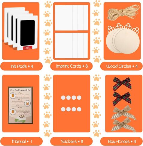 Dog Paw Print Kit - Dog Paw Print Wood Ornament Kit Large Ink Pad for Dog Paw Prints Impression Kit Paw Print Stamp Pad for Dog Nose Print Kit Keepsake Clean Touch Ink Pads Footprint Handprint Kit in Saudi Arabia