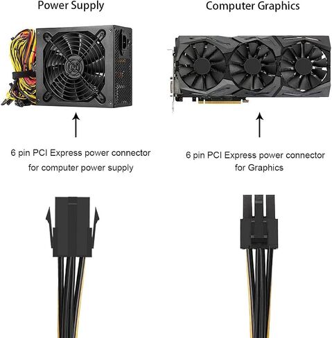 10 حزم من 6 دبابيس PCI Express كابل تمديد الطاقة، كابل تمديد الطاقة PCIe لإمدادات الطاقة للكمبيوتر 7.8 بوصة، 6 دبابيس PCIe ذكر إلى 6 دبابيس PCIe أنثى in Kuwait