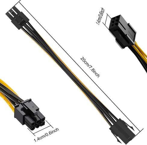 10 حزم من 6 دبابيس PCI Express كابل تمديد الطاقة، كابل تمديد الطاقة PCIe لإمدادات الطاقة للكمبيوتر 7.8 بوصة، 6 دبابيس PCIe ذكر إلى 6 دبابيس PCIe أنثى in Kuwait