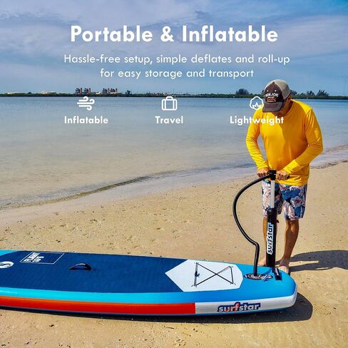surfstar Inflatable Paddle Board, Stand Up Paddle Boards for Adults, 10’6’’x33’’x6" Paddleboard Lightweight SUP with Premium Ankle Leash, Floating Paddle, Dual Action Pump, Backpack, Waterproof Bag in Saudi Arabia