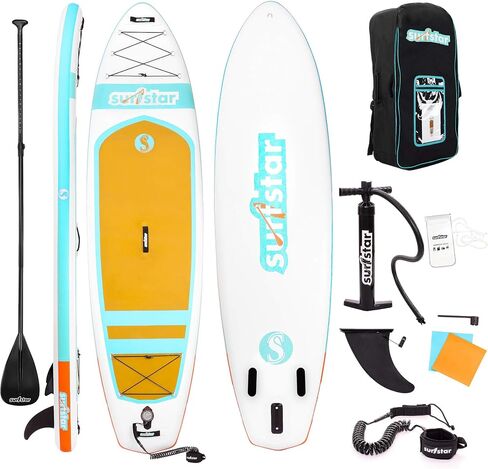 surfstar Inflatable Paddle Board, Stand Up Paddle Boards for Adults, 10’6’’x33’’x6" Paddleboard Lightweight SUP with Premium Ankle Leash, Floating Paddle, Dual Action Pump, Backpack, Waterproof Bag in Saudi Arabia