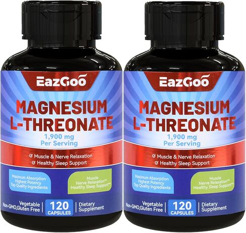 Magnesium L-Threonate Supplement, Mineral Magnesium Supplement, Magnesium L-Threonate 1900mg, 120 Capsules in Saudi Arabia