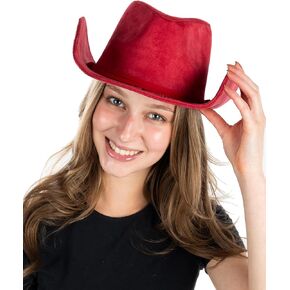 Funky Junque Cowboy Hats for Women Suede Cowgirl Rodeo Wide Brim Fedora Retro Classic Western Decorative Band