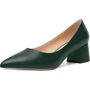 AMBELIGHT Womens Pointed Toe Casual Block Office Matte Slip On Chunky Low Heel Pumps Shoes 2 Inch