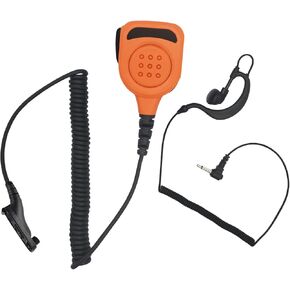 Radio Speaker Mic Shoulder Lapel Hand Microphone with 3.5mm Audio Jack Walkie Talkie Hands Free Mikes for Motorola APX 900 6000 8000 XPR 7550 6550 7350 (Orange,IP65 Waterproof)