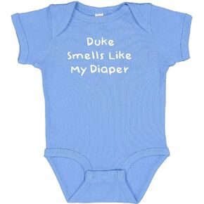 UNC Baby Duke Smells Like My Diaper Bodysuit - Carolina Blue