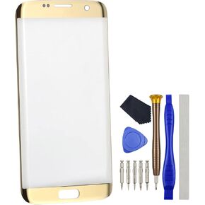 SM-G935F Screen Glass Cover Replacement for Samsung Galaxy S7 Edge Gold 5.5" with Free Tool Kit and Adhesive(NOT LCD)