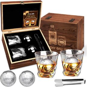 Gifts for Men Dad Fathers Day, 2 Premium XL 55mm Stainless Steel Whiskey Balls Set, Funny Dad Birthday Gifts from Daughter Son Wife